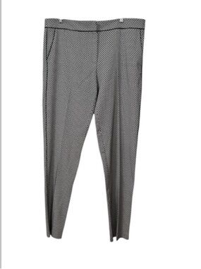 Long Tall Sally Black/White checkered Patterned Trousers piping all around sz 14